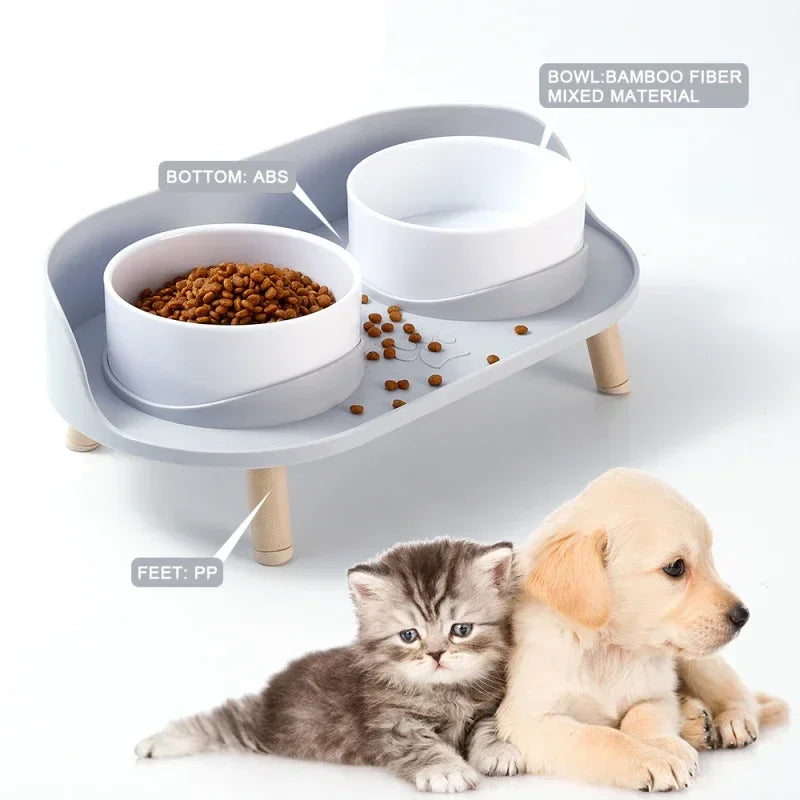 Adjustable Double Bowls Feeder for Cats and Dogs - Furry Club