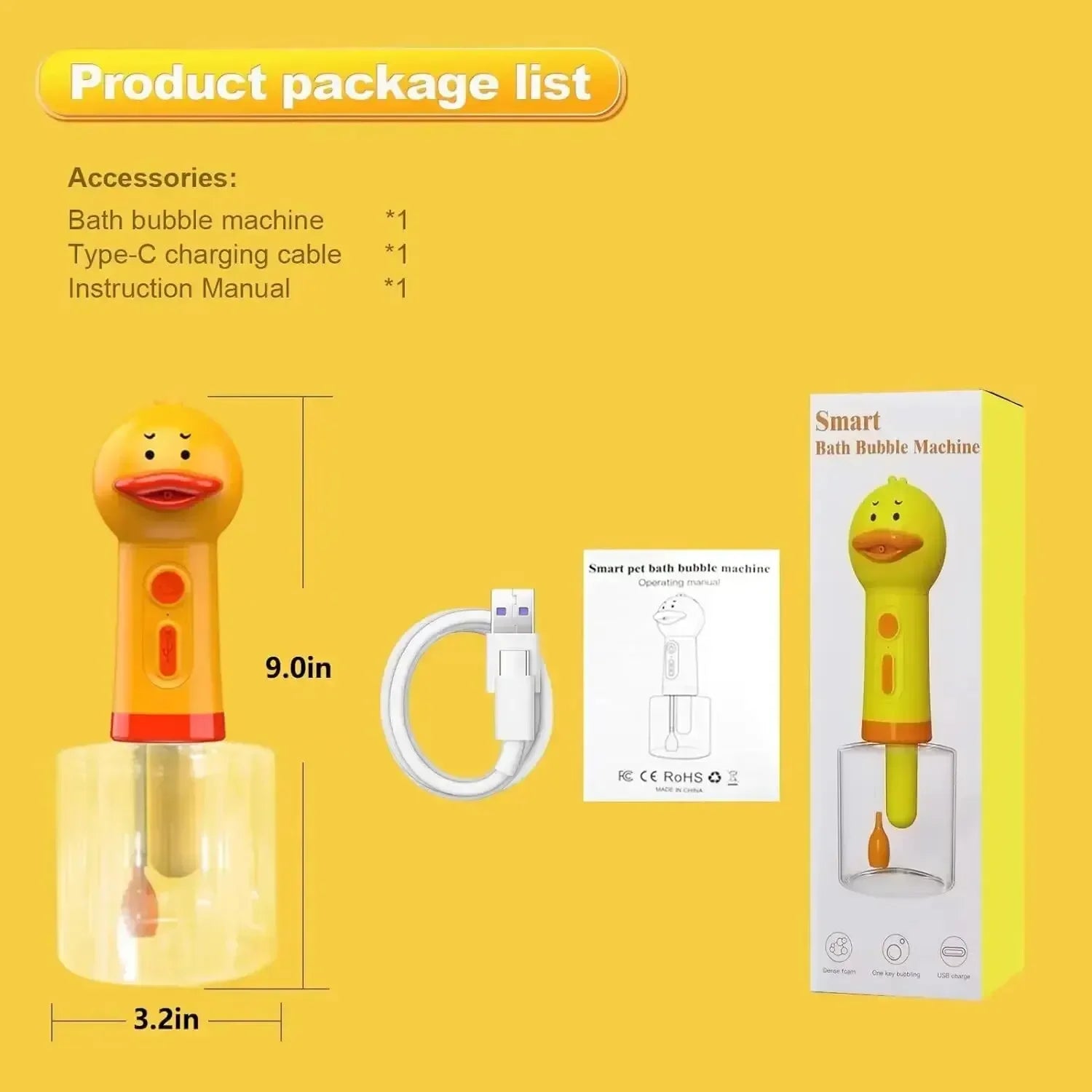 Yellow Duck Pet Cleaning Bathing Electric Foam Machine - Furry Club